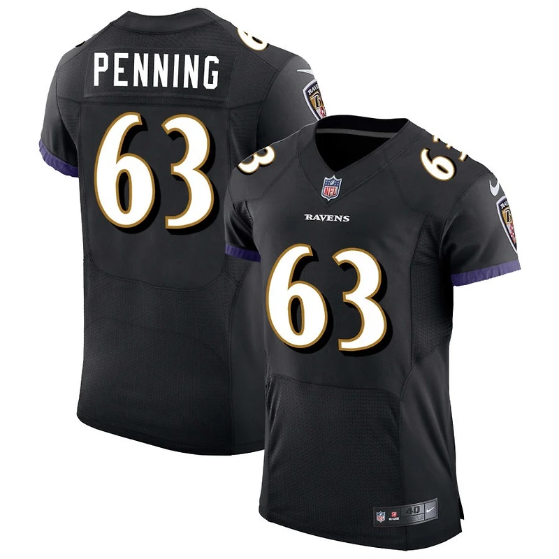 Jared Penning Men's Nike Black Baltimore Ravens Speed Machine Elite Custom Jersey