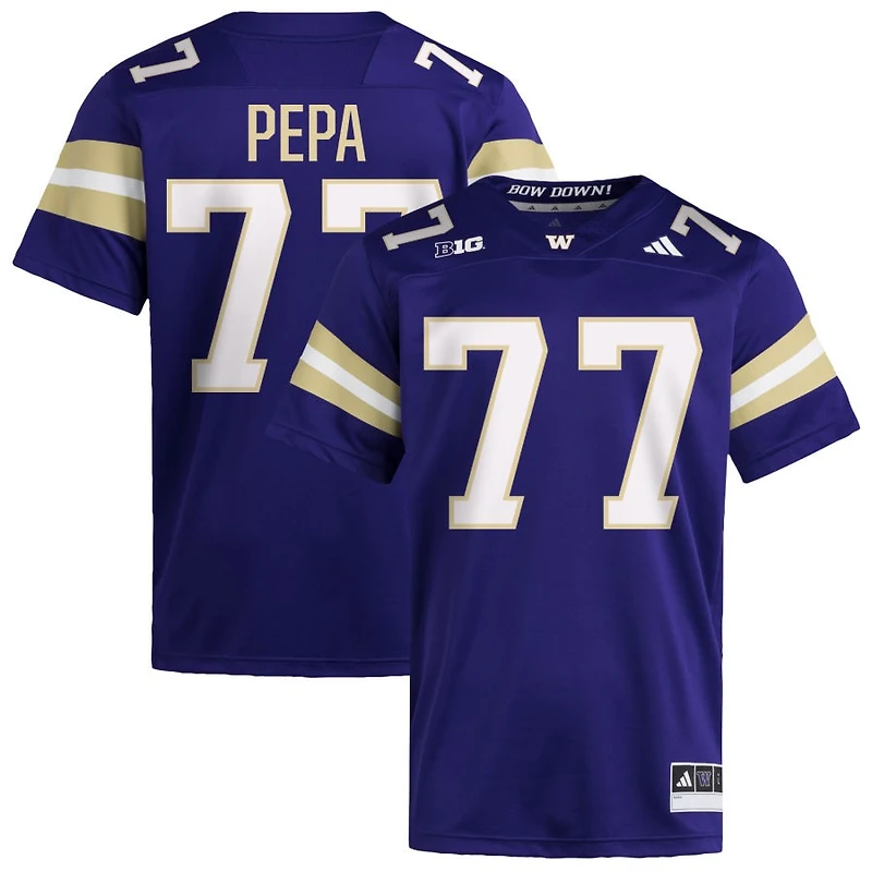 Simote Pepa Men's adidas  Purple Washington Huskies NIL Pick-A-Player Home Premier Football Jersey