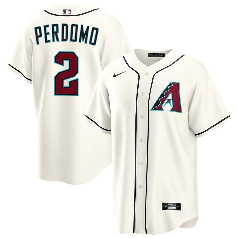 Geraldo Perdomo Men's Nike  Cream Arizona Diamondbacks Home Custom Replica Jersey