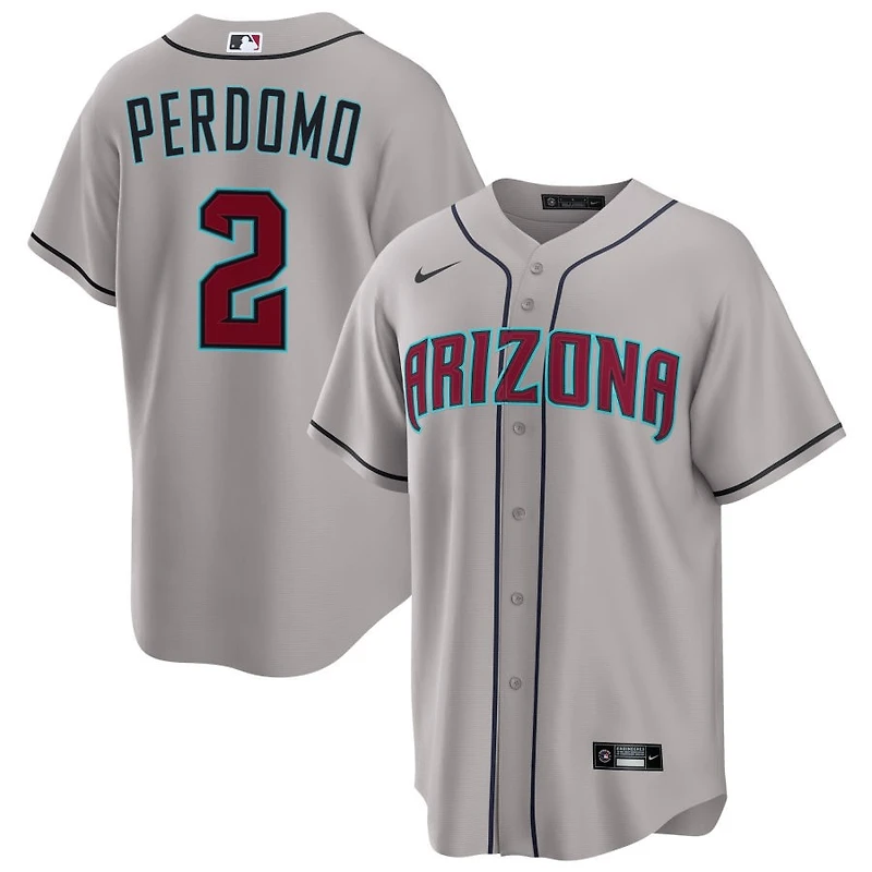 Geraldo Perdomo Men's Nike Gray Arizona Diamondbacks Road Custom Replica Jersey