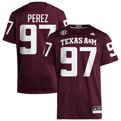 Alessandro Perez Men's adidas  Maroon Texas A&M Aggies NIL Pick-A-Player Home Premier Football Jersey