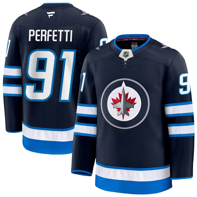 Cole Perfetti Men's Fanatics Navy Winnipeg Jets Home Premium Custom Jersey