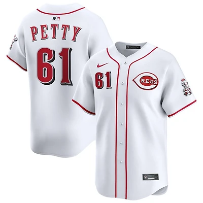 Chase Petty Men's Nike White Cincinnati Reds Home Limited Custom Jersey
