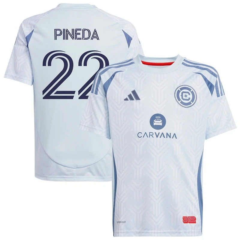 Mauricio Pineda Youth adidas Light Blue Chicago Fire 2025 The Municipal Kit Replica Custom Jersey