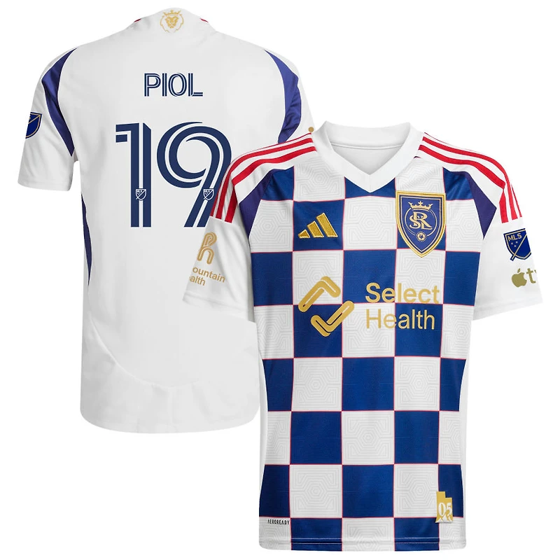 Ariath Piol Men's adidas White Real Salt Lake 2025 On-Field Authentic Grid City Custom Jersey