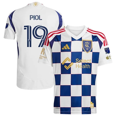 Ariath Piol Men's adidas White Real Salt Lake 2025 On-Field Authentic Grid City Custom Jersey