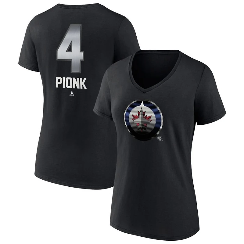 Women's Black Winnipeg Jets Personalized Midnight Mascot Logo V-Neck T-Shirt