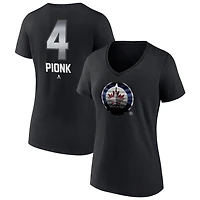 Women's Black Winnipeg Jets Personalized Midnight Mascot Logo V-Neck T-Shirt