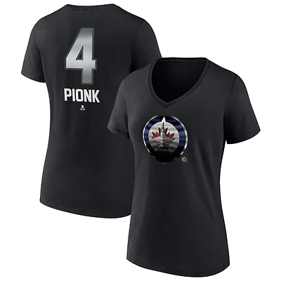 Women's Black Winnipeg Jets Personalized Midnight Mascot Logo V-Neck T-Shirt