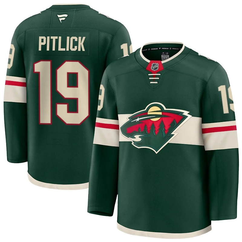 Tyler Pitlick Men's Fanatics Green Minnesota Wild Home Premium Custom Jersey