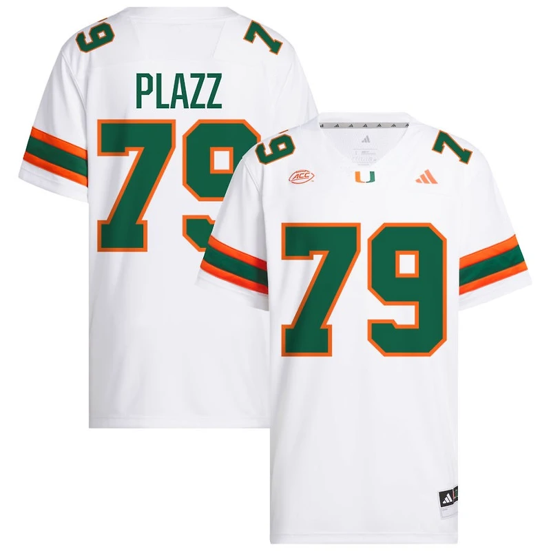 Deryc Plazz Men's adidas  White Miami Hurricanes NIL Pick-A-Player White Premier Football Jersey