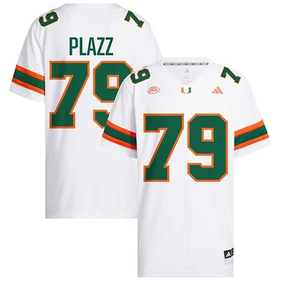 Deryc Plazz Men's adidas White Miami Hurricanes NIL Pick-A-Player White Premier Football Jersey