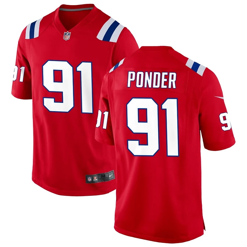 Elijah Ponder Men's Nike Red New England Patriots Alternate Custom Jersey