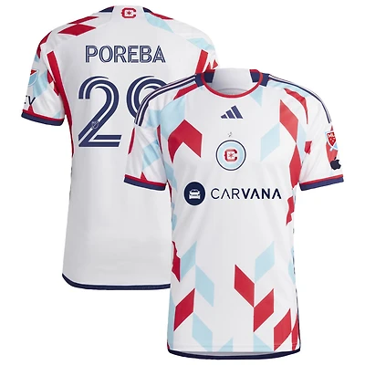 David Poreba Men's adidas  White Chicago Fire 2024 A Kit For All Authentic Custom Jersey