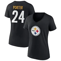 Women's Black Pittsburgh Steelers Team Authentic Personalized Name & Number V-Neck T-Shirt