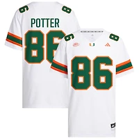 Fred Potter Men's adidas  White Miami Hurricanes NIL Pick-A-Player White Premier Football Jersey