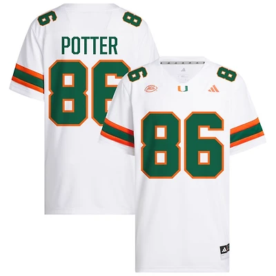 Fred Potter Men's adidas  White Miami Hurricanes NIL Pick-A-Player White Premier Football Jersey