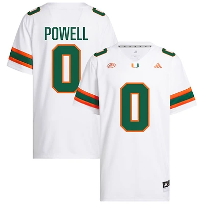 Mishael Powell Men's adidas White Miami Hurricanes NIL Pick-A-Player White Premier Football Jersey