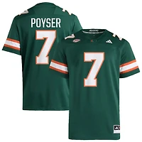 Zechariah Poyser Men's adidas  Green Miami Hurricanes NIL Pick-A-Player Alternate Premier Football Jersey