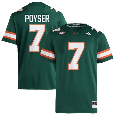 Zechariah Poyser Men's adidas  Green Miami Hurricanes NIL Pick-A-Player Alternate Premier Football Jersey