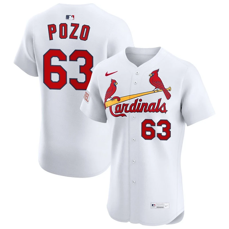 Yohel Pozo Men's Nike White St. Louis Cardinals Home Elite Sponsor Patch Custom Jersey