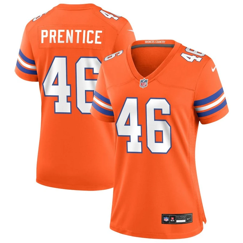 Adam Prentice Women's Nike Orange Denver Broncos Mile High Collection 1977 Throwback Custom Game Jersey