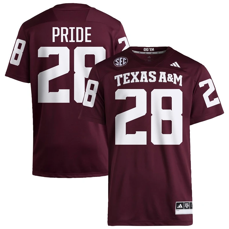 Jordan Pride Men's adidas  Maroon Texas A&M Aggies NIL Pick-A-Player Home Premier Football Jersey
