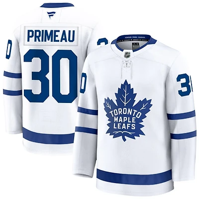 Cayden Primeau Men's Fanatics White Toronto Maple Leafs Away Premium Custom Jersey
