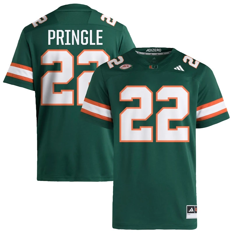 Girard Pringle Men's adidas Green Miami Hurricanes NIL Pick-A-Player Alternate Premier Football Jersey