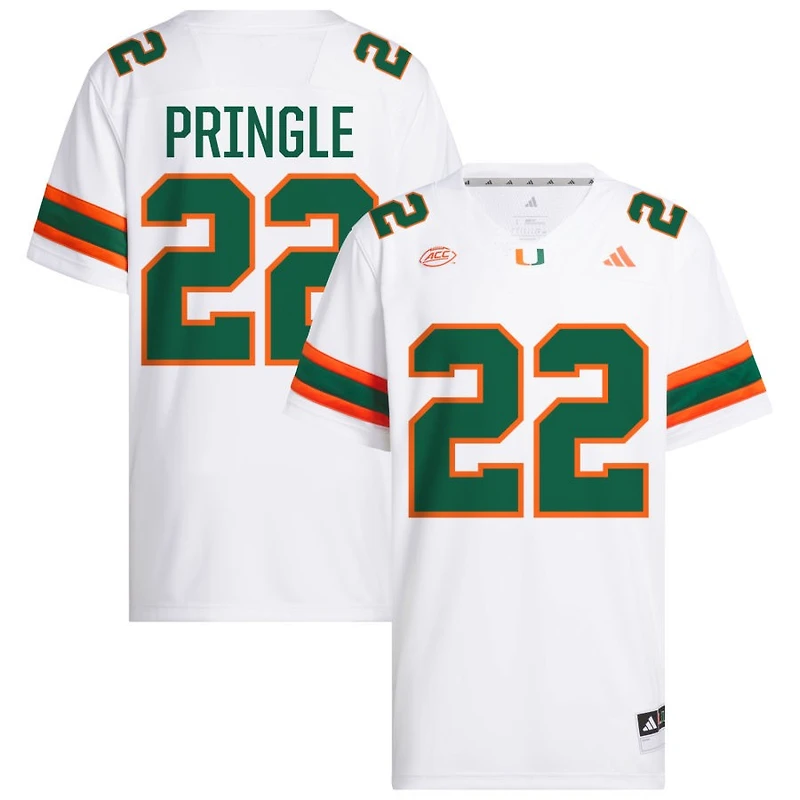 Girard Pringle Men's adidas  White Miami Hurricanes NIL Pick-A-Player White Premier Football Jersey