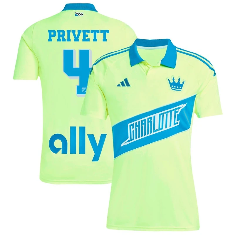 Andrew Privett Men's adidas Yellow Charlotte FC 2025 Third Replica Custom Jersey
