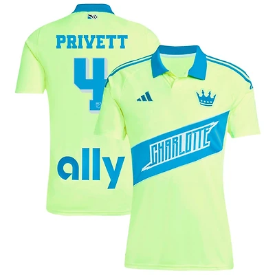 Andrew Privett Men's adidas Yellow Charlotte FC 2025 Third Replica Custom Jersey