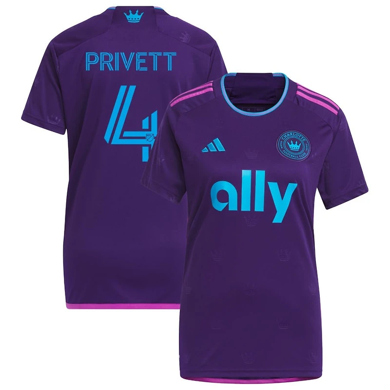 Andrew Privett Women's adidas Purple Charlotte FC 2023 Crown Jewel Kit Replica Custom Jersey