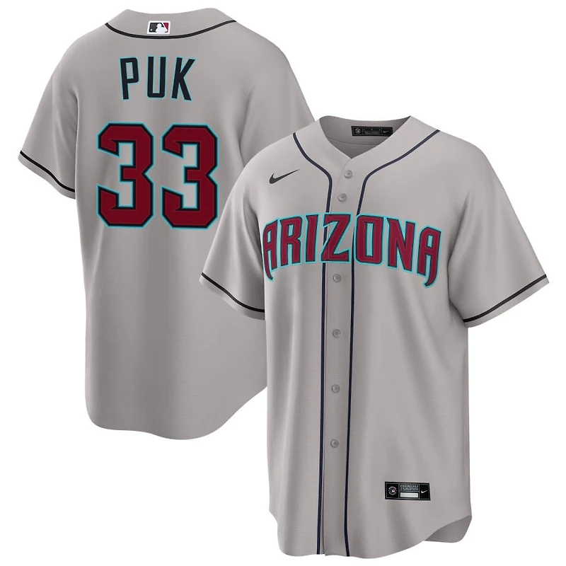 A.J. Puk Men's Nike Gray Arizona Diamondbacks Road Custom Replica Jersey