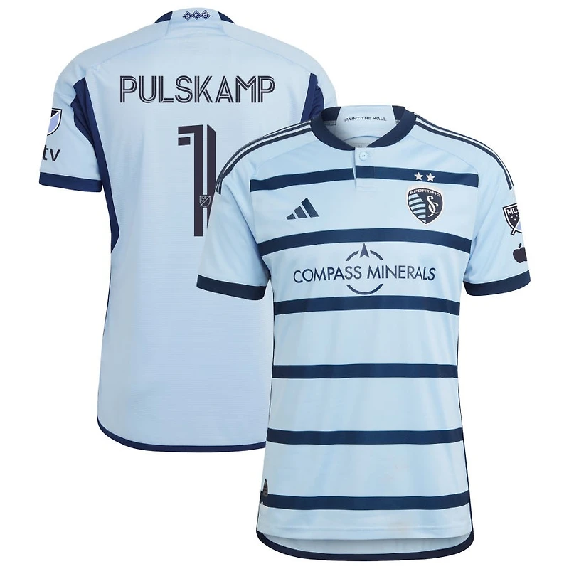 John Pulskamp Men's adidas Light Blue Sporting Kansas City 2023 Hoops 4.0 Authentic Custom Jersey