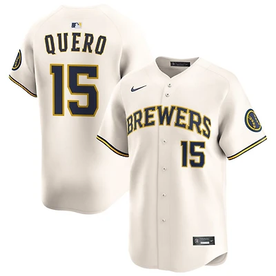Jeferson Quero Men's Nike Cream Milwaukee Brewers Home Limited Custom Jersey