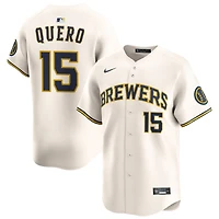 Jeferson Quero Men's Nike Cream Milwaukee Brewers Home Limited Custom Jersey