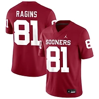 Zion Ragins Men's Jordan Brand Crimson Oklahoma Sooners NIL Pick-A-Player Football Replica Jersey