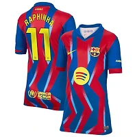 Raphinha Raphinha Youth Nike Blue Barcelona 2025/26 Fourth Replica Custom Jersey