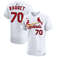 Nick Raquet Men's Nike White St. Louis Cardinals Home Elite Sponsor Patch Custom Jersey