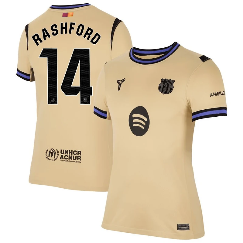 Marcus Rashford Women's Nike  Gold Barcelona 2025/26 Away Stadium Replica Custom Jersey