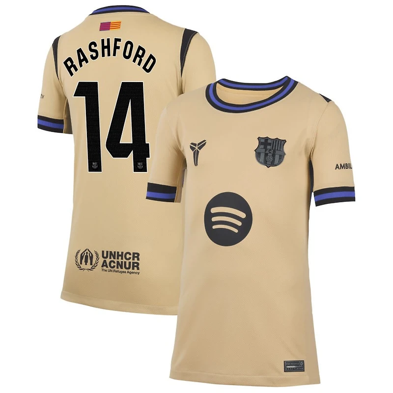 Marcus Rashford Youth Nike  Gold Barcelona 2025/26 Away Stadium Replica Custom Jersey