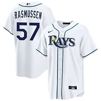 Drew Rasmussen Men's Nike  White Tampa Bay Rays Home Custom Replica Jersey