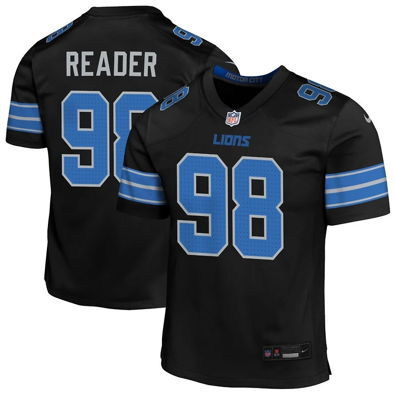DJ Reader Youth Nike Black Detroit Lions Alternate Custom Game Jersey