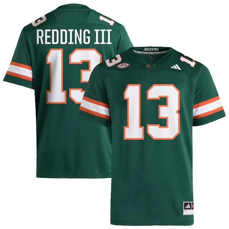 Michael Redding III Men's adidas  Green Miami Hurricanes NIL Pick-A-Player Alternate Premier Football Jersey