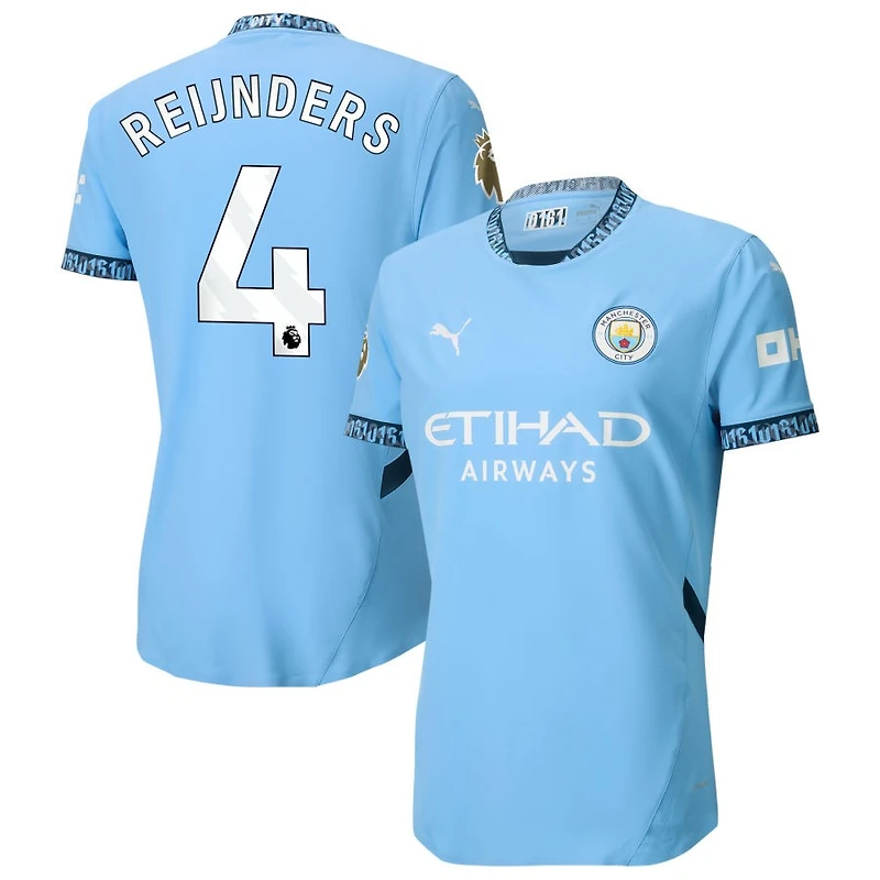 Tijjani Reijnders Men's Puma Light Blue Manchester City 2024/25 Home Authentic Custom Jersey