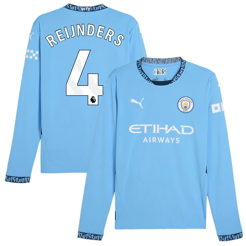 Tijjani Reijnders Men's Puma Light Blue Manchester City 2024/25 Home Replica Long Sleeve Custom Jersey