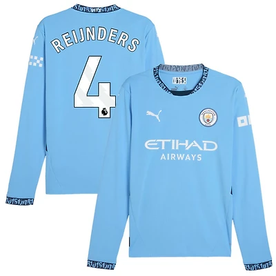 Tijjani Reijnders Men's Puma Light Blue Manchester City 2024/25 Home Replica Long Sleeve Custom Jersey