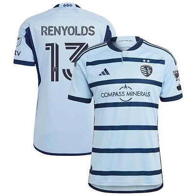 Justin Renyolds Men's adidas Light Blue Sporting Kansas City 2023 Hoops 4.0 Authentic Custom Jersey