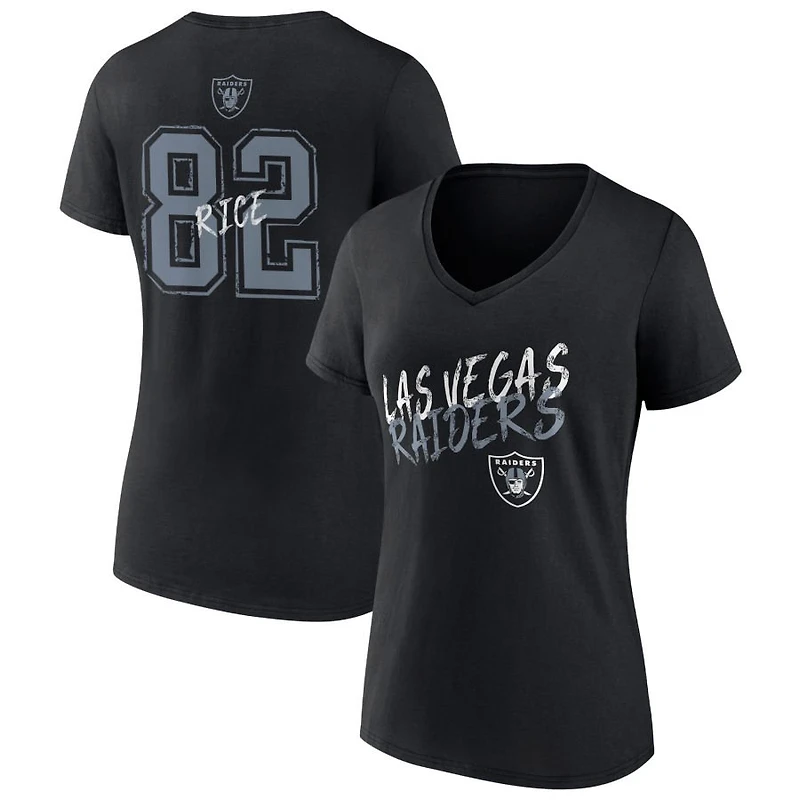 Women's Black Las Vegas Raiders Hustle Personalized Name & Number V-Neck T-Shirt